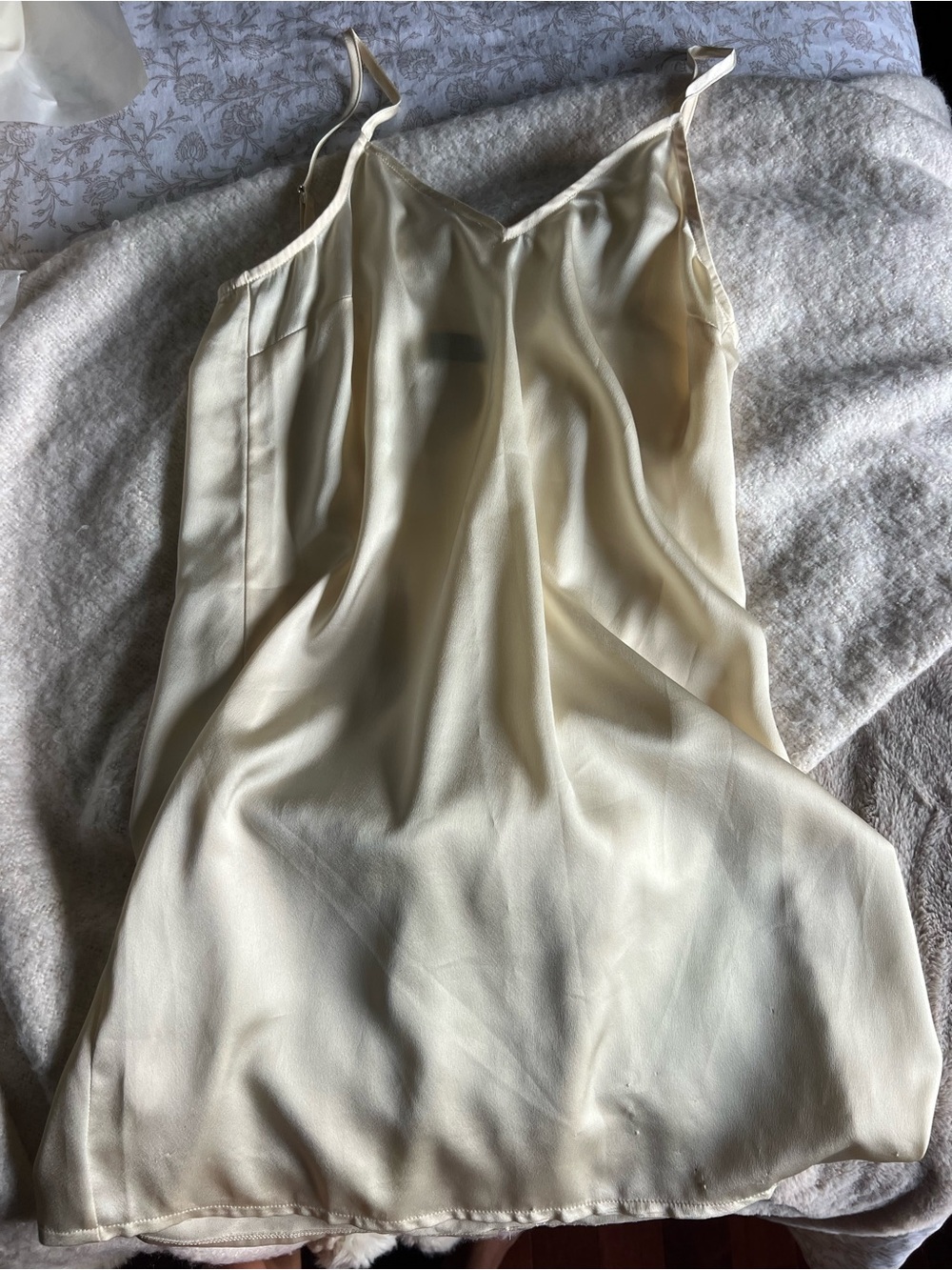 PrettyLittleThing Cream Satin Mini Slip Dress